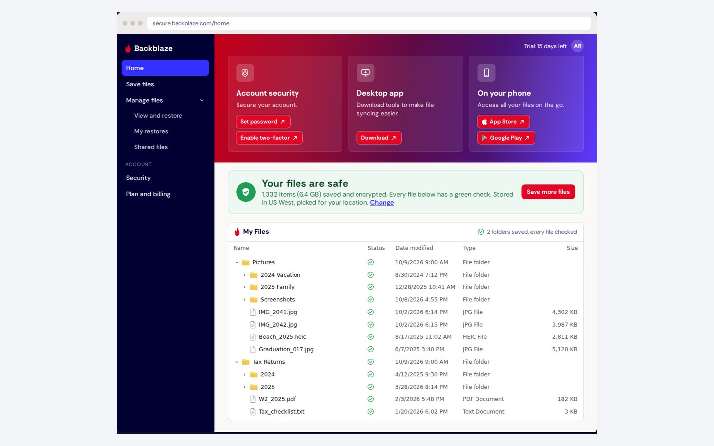 Personal consumer onboarding concept: files safe screen